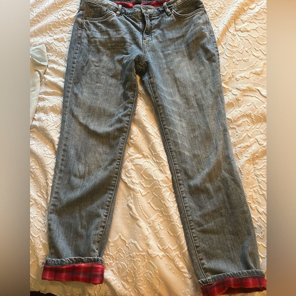 Eddie Bauer 4P flannel lined boyfriend jeans